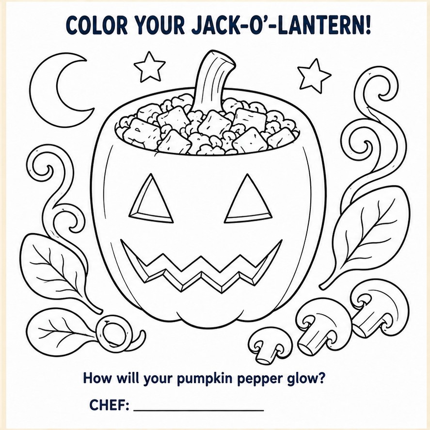 Jack-o'-Lantern Pepper colouring page