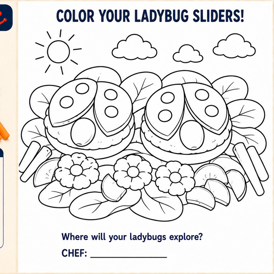 Ladybug Sliders colouring page