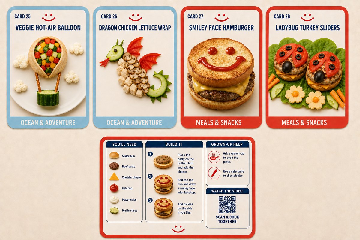 Sample recipe cards from the deck